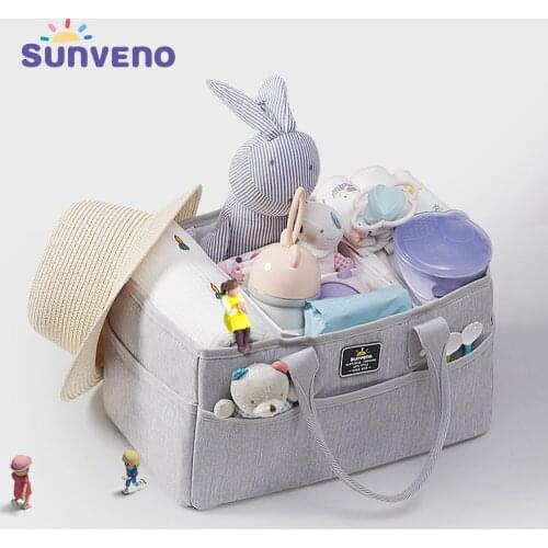 Sunveno Baby Diaper Caddy Organizer Portable Holder Bag for Changing Table and Car Nursery Essentials Storage Bins Diaper Bag