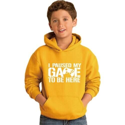 I Paused My Game To Be Here Kids Hoodie Custom Childrens Hooded Top Kids Clothing Sweatshirt Christmas Shirts Gift For Kids