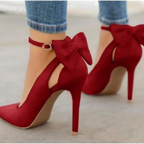 [FVFV]New 8cm butterfly-knot Pointed High Heels Stiletto Shallow Mouth Wild Womens Single Shoes Professional Work blue sandals