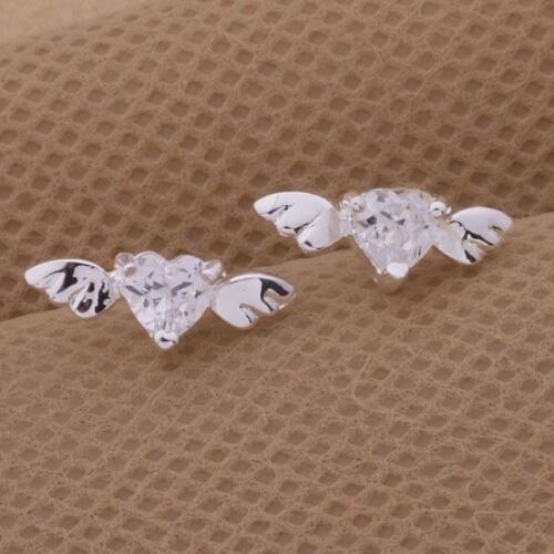 AE274 Lucky Silver Color Earrings For Women Jewelry Women Accessories Wing/heart /aqbajhia Andajeka