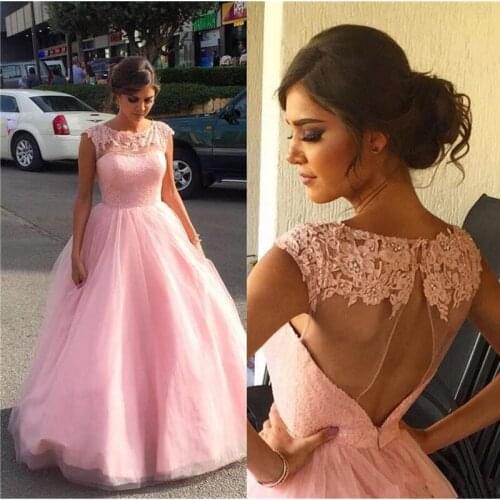 Vestido de festa de casamento 2021 Country Western Pink Lace Wedding Dresses A Line Scoop Appliques Beaded Bride wedding gown