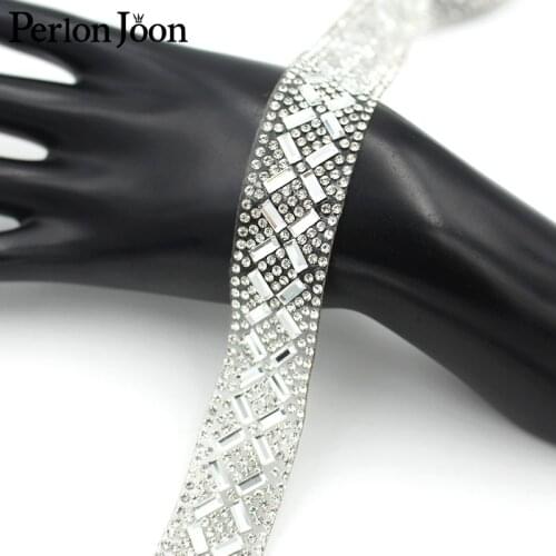 1yard Shiny cross glass rhinestone tape hot fix glass crystal Ribbon applique DIY wedding dress accessory decoration TR140
