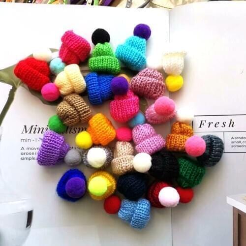 10Pcs Handmade Small Knitting Hat For DIY Dolls Decoration Phone Case Decoration 3.5CM