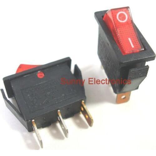 100 PCS 3Pin ILLUMINATED ROCKER SWITCH RED SPST 20A 125VAC