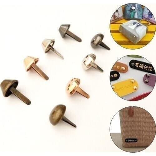 100pcs 6/10/12/15mm Metal Crafts Purse Feet Rivets Studs Pierced For Purse Handbag Punk Rivets Bag Leather DIY Accessories