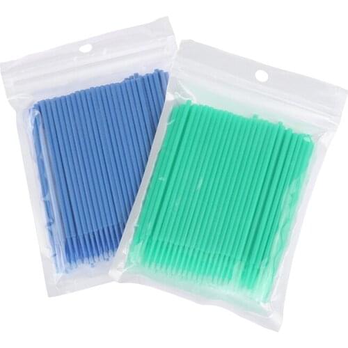 100Pcs Micro Brush Cotton swab Individual Lash Removing Mascara Swab Eyelash Extension Tool