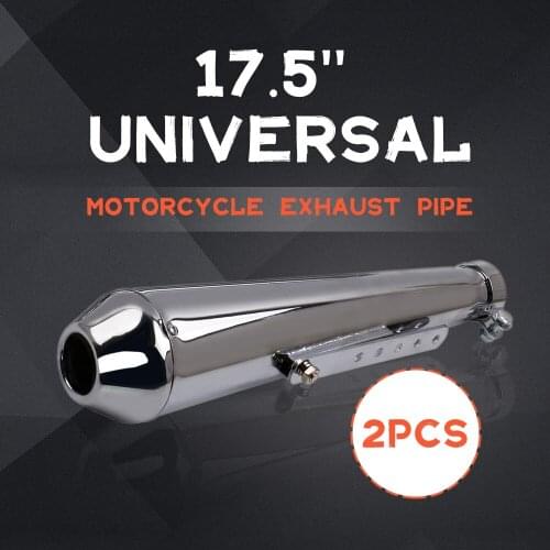 2 Pcs Pair Universal New Exhaust mufflers silencers AMI Inlet 44mm Chrome