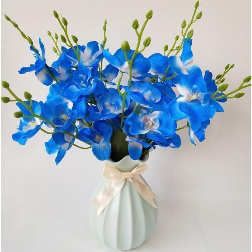 20 Heads Dance Butterfly Orchid Phalaenopsis Real Touch Silk Plastic Flowers for Crafting Wedding Head Festival house Decoration