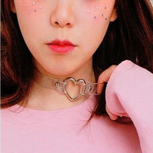 2016 Fashion Punk Jewelry sweet heart Necklace Clear Choker Punk Goth 100% Handmade Collar Necklace