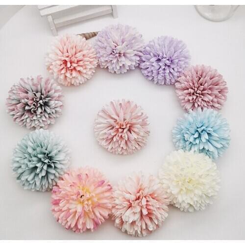 5pcs/lot Artificial Flower Silk Chrysanthemum Ball Head For Wedding Decoration DIY Wreath Scrapbooking Craft Fake Flowers