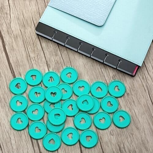 50PCS 35MM Binder Rings Mushroom Hole Colorful Heart Binding Plastic Disc Buckle Loose Leaf Ring Round Hoop DIY Binder Notebook