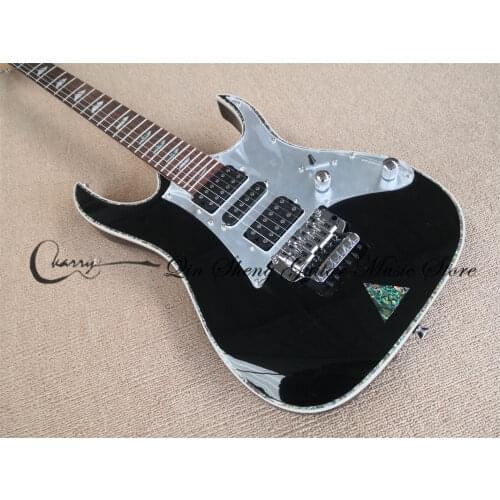 Free shipping custom custom 6 string black guitar,yellow binding,HH pickups,black switch,gold bridge,cross pattern body