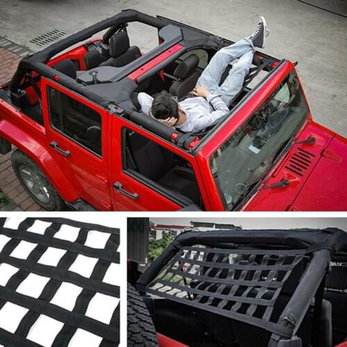 1pc Roof Hammoick Black Mesh Cargo Net For Jeep Wrangler YJ TJ JK JL Practical Car Accessories Car Roof Storage Belt Net