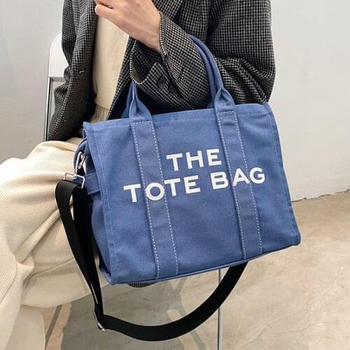 Brand Designer Bags for Women Casual Canvas Female Tote Handbag Summer Ladies Shoulder Shopper Bag Letter Work 2021 New Black