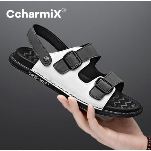 CcharmiX Summer Sandals Mens British Casual Beach Shoes Comfortable Slip-on Casual Sandals Fashion Mens Slippers