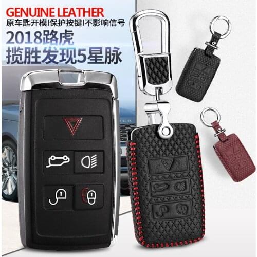LUCKEASY car key cover for Land Rover Rover Discovery 5 2018 Case Remote Keys Shell leather Free shipping