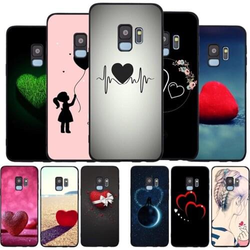 Love shape black Soft phone Case For Samsung S20 S10 S9 S8 S7 edge Plus Lite For Note 8 9 10 A6 A7 A8 A9 2018 Cover