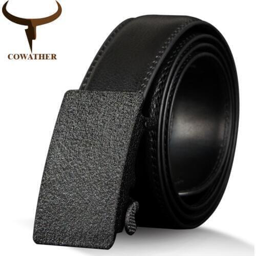 COWATHER Cow Genuine Leather Mens Belt Vintage Cowhide Belts for Men High Quality Male Strap Automatic Metal Buckle 110-130cm