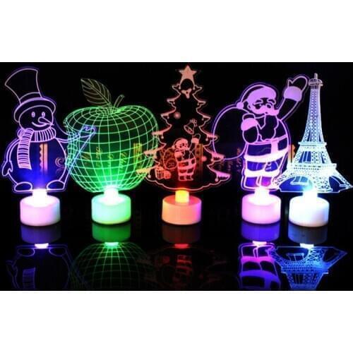 Colorful LED Santa Claus Led Night Light Colorful Flash Acrylic Light 3d Stereo Night Light Toy Christmas Party Home Decor