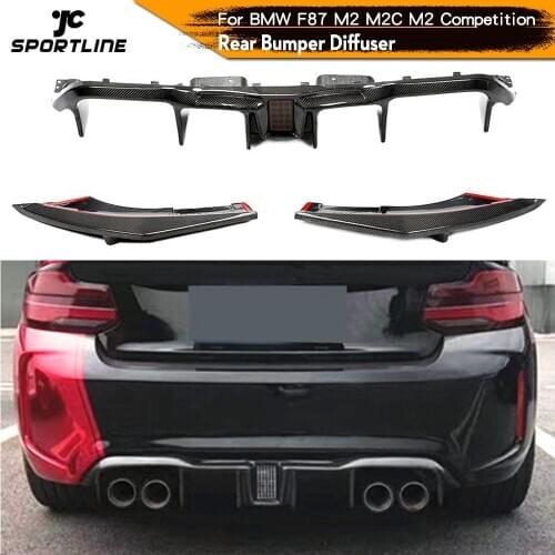 Rear Bumper Diffuser Lip Spoiler For BMW 2 Series F87 M2 M2C 2016 - 2019 Carbon Fiber Car Rear Bumper Diffuser Lip With LED Ligh