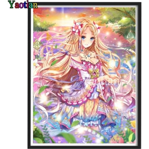Diy 5d Diamond painting Cross Stitch Japanese cartoon princess girl Diamond Embroidery Mosaic Pattern Home Decor Christmas Gift