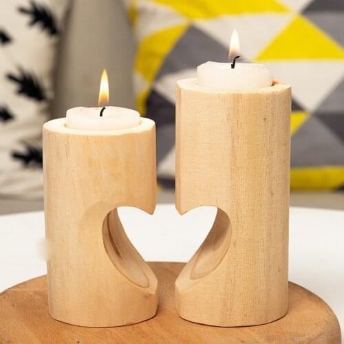 Home Decor Candlestick Heart-shape Wood Candle Plate Romantic Festival Decor Candle Tray Nordic Home Accessories Promotion Gift