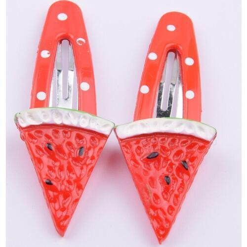 Korean Fashion Fruits Hair Clip Children Girls Cute Dots Cherry Lemon Pins Accessories Candy Color Hairpins Decorations 10PCS