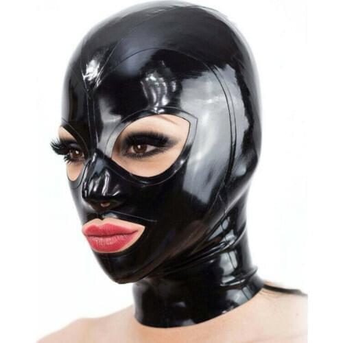 Latex Hood Open Eyes and Mouth for Beautiful Girl Rubber Mask Club Wear Costume