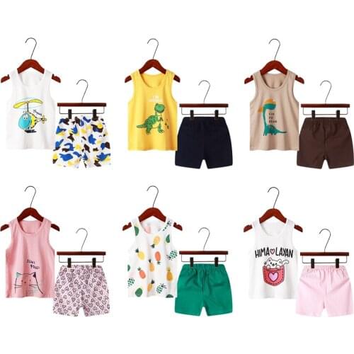Summer Kid Boys Girls Cotton Vest Suit Toddler Clothing Baby Tracksuits Infant Casual Suit Set Unisex Vest T-shirt + Shorts