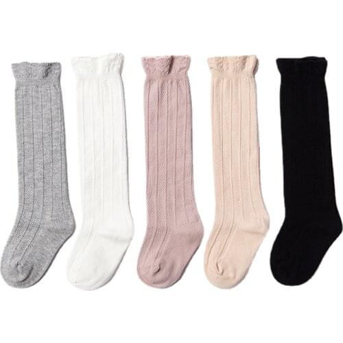 Cute Cotton Baby Knee Socks White Lace Baby Girl Socks Newborn Long Tube Boys Girls Knee High Socks Toddler Leg Warmers Bebe