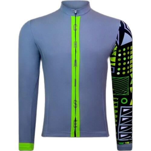 CHAISE CYCLISTE COUTURE Mens Winter Green Long Sleeve Thermal Fleece Warm Cycling Jacket Bicycle Jersey Ciclismo Tops Clothing