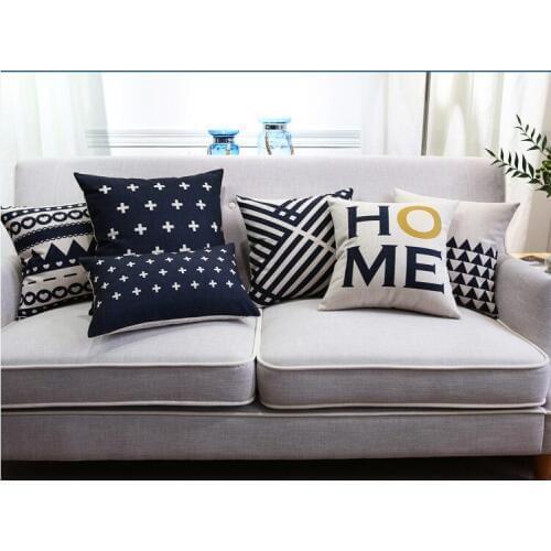 Nordic Style Black Stripes Linen Cotton Cushion Cover Geometric Decorative Sofa Throw Pillow Car Chair Home Decor Pillow Case