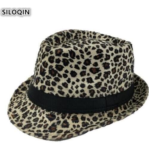SILOQIN Unisex 2020 New Streaks Leopard Print Caps Womens Leopard Print Hat Fashion Personality Fedora Mens Retro Jazz Hats