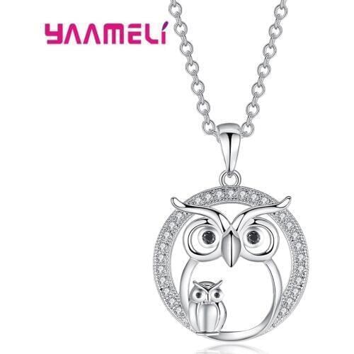 Factory Price 925 Sterling Silver Cubic Zirconia Owl Pendant Necklace Wedding/Engagement Party Jewelry Accessory
