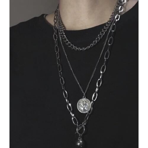 Necklace for Women Multilayer Necklace Coin Pendant Sweater Chain Woman Hip Hop Dangcing Jewelry Wholesale