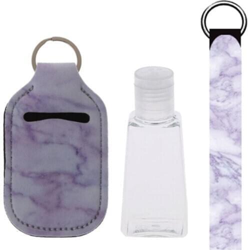 Portable 1 oz Refillable Empty Travel Bottles with Wristlet Keychain Holder Set M76F