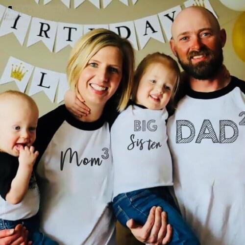 Casual Family Matching Clothes Dad and Mom Daughter Son T-Shirts Print Family Familiar Look Brother Clothes for 2-9Y Kids Blouse