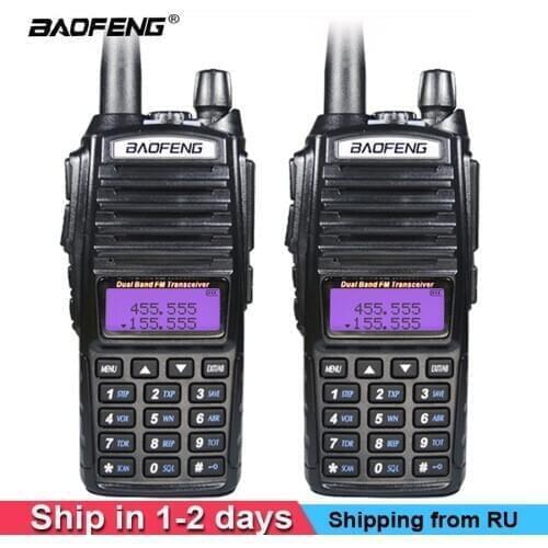 2pcs/set Baofeng UV-82 Walkie Talkie UV 82 Portable Two way Radio Dual PTT Ham CB Radio Station VHF UHF UV82 Hunting Transceiver