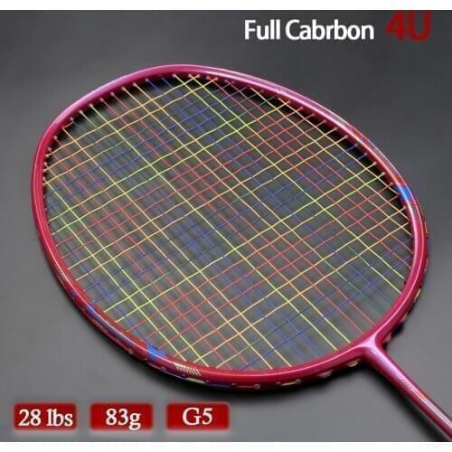 Rainbow Color Strings Carbon Fiber Badminton Rackets Ultralight 4U 83g Professional Offensive Type Racquet With Bag Speed Sports