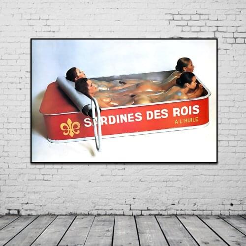 Sardine King Vintage Food Poster Kitchen Wall Art HD Quality Prints Decoration Fun Nude Canvas Oil Painting Housewarming Gift