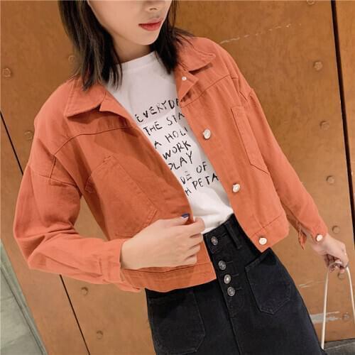 Plus Size Demin Coat Colorful Jackets Women Long Sleeve Casual Short Jacket Outerwear Winter Coat