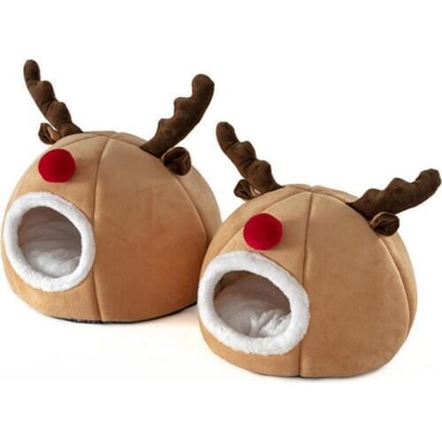 Winter Warm Cat Nest Christmas Reindeer Pet Nest Creative Christmas Elements Cat Nest Stereo Sponge Cat Nest Tent Pet Supplies