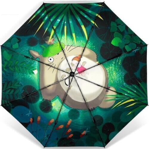 Creative Sun Umbrella Totoro & Mei Women Lady Rain Sunny Umbrella 3 Folding 8 Ribs Sunshade Ultraviolet-proof Guarda Chuva