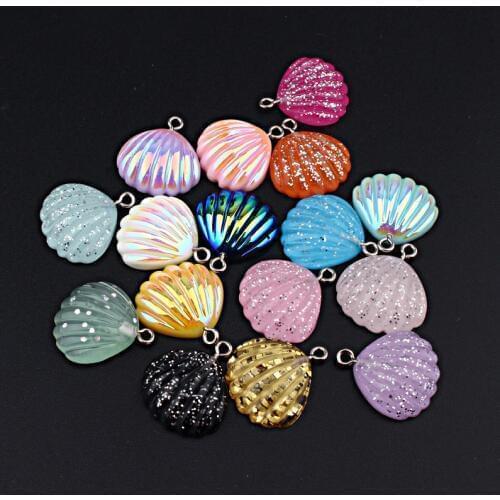 10pcs Mix Resin Fan Shell Earring Charms Pendant Findings Colorful Nautical Accessory Diy Handmade Bracelet Necklace Jewery Make