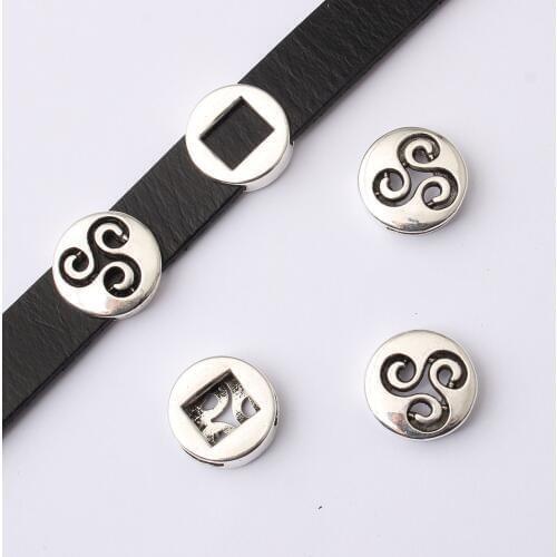 20pcs Triskele Triskelion Triple Spiral Slider Spacer Beads For 13mm Flat Leather Cord Jewelry Making Findings