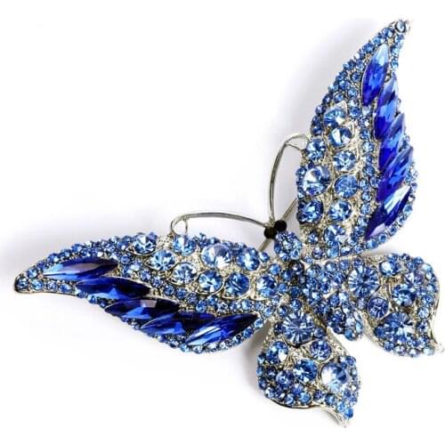 2021 New Big Butterfly Brooch Luxury Crystal Insect Pin Brooches For Women Party Banquet Rhinestone Pins Clothese Accessories