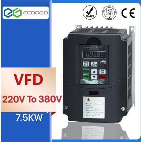 7.5KW 220V VFD Single Phase input 220v and 3 Phase Output 380V Frequency Converter/Adjustable Speed Drive/Frequency Inverter