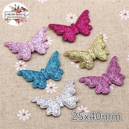 20pcs multicolor Non-woven patches glitter Felt Appliques for clothes Sewing Supplies diy craft ornament 25x40mm