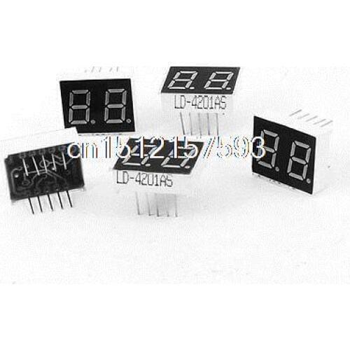 5 Pcs Common Cathode 10 Pin 2 Bit 7 Segment 0.4" Red LED Display Digital Tube