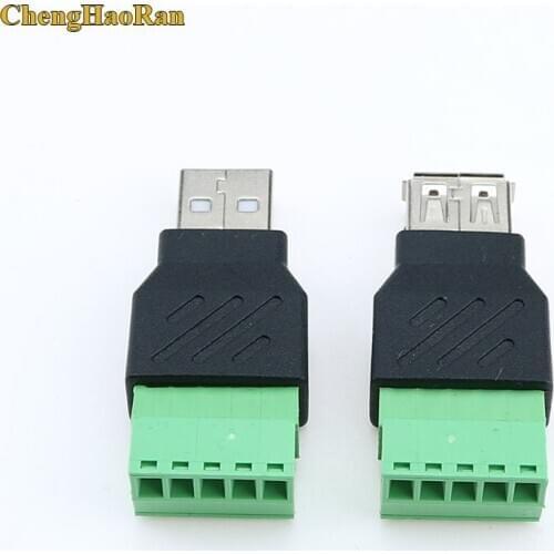 5Pcs USB male/female to screw connector USB plug with shield connector USB2.0 Female Jack USB female to screw terminal